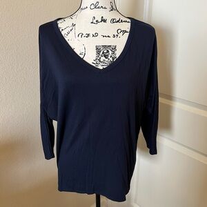 Charming Charlie V-Neck Top, Navy Color, Large
